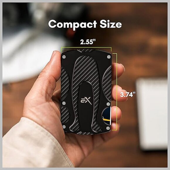 Mens Wallet, Slim Tactical Wallet with Money Clip, Classics - Black - Picture 3 of 9